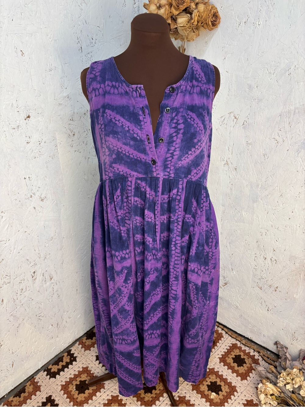 Nnamdi Ibenagu Spirit of Courage Tie Dye Purple Midi Dress Medium - Picture 2 of 8